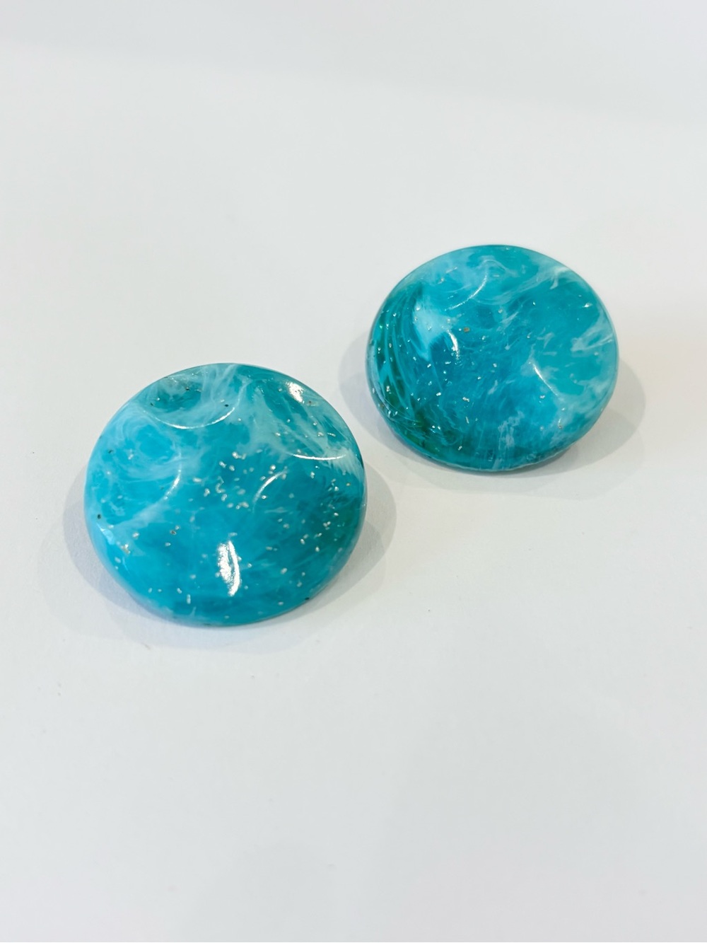 Vintage turquoise clip earrings aqua blue 1950s 1960s rockabilly